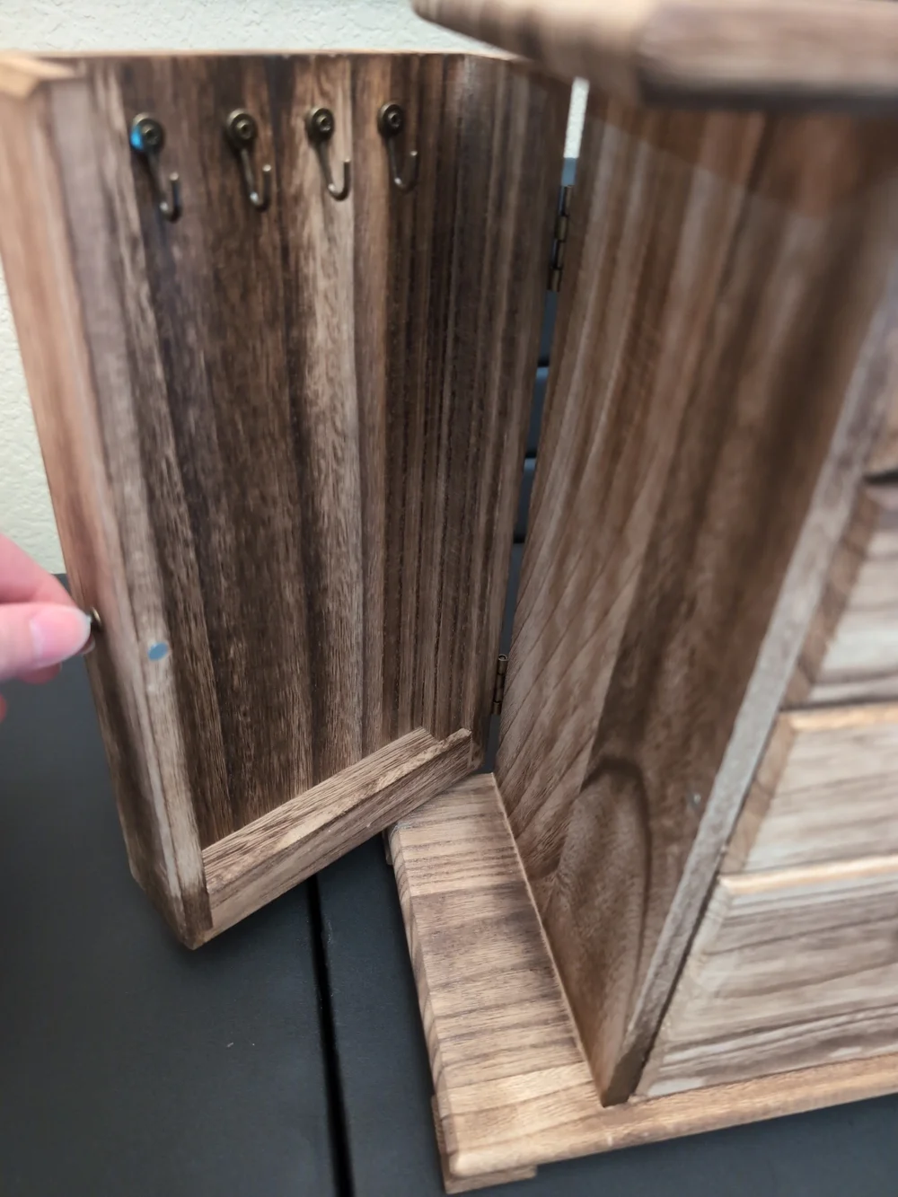 Wood Grain Jewelry Organizer Cabinet - Rustic Brown